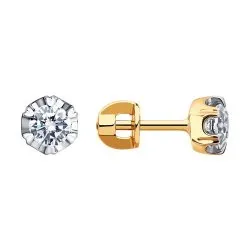 Cercei Pusete din aur roșu cu Cubic Zirconia Incolor