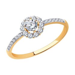Inel din aur roșu cu pietre Cubic Zirconia Incolor
