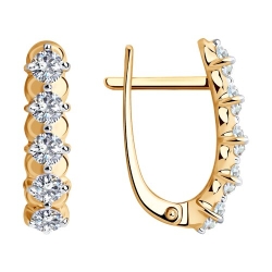 Cercei din aur roșu cu pietre Cubic Zirconia Incolor