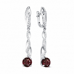 Cercei Suspendați din argint  cu pietre Cubic Zirconia Incolor, Sticla de Bijuterie