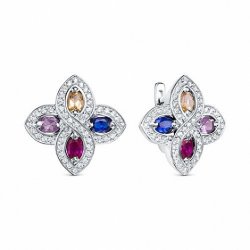 Cercei din argint  cu pietre Cubic Zirconia Incolor, Sticla de Bijuterie și Sticla de Bijuterie