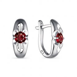 Серьги из серебра с камнями Гранат