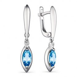 Cercei Suspendați din argint  cu pietre Diamant, Topaz Swiss
