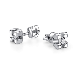 Серьги Пусеты из серебра с камнями Бриллиант