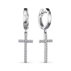 Cercei Creole din argint  cu pietre Cubic Zirconia Incolor