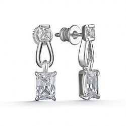Cercei Pusete din argint  cu pietre Cubic Zirconia Incolor