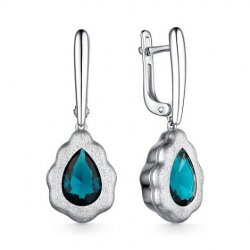 Серьги Длинные из серебра с камнями Ювелирное стекло