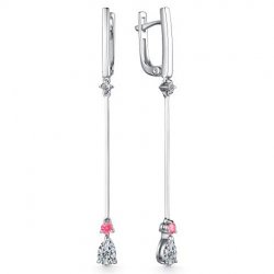 Cercei Suspendați din argint  cu pietre Cubic Zirconia Roz
