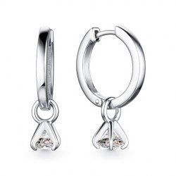 Cercei Creole din argint  cu pietre Cubic Zirconia Incolor