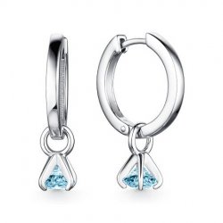 Cercei Creole din argint  cu pietre Cubic Zirconia Albastru