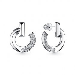 Cercei Pusete din argint  cu pietre Cubic Zirconia Incolor