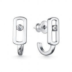 Cercei Pusete din argint  cu pietre Cubic Zirconia Incolor