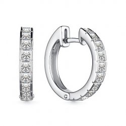 Cercei Creole din argint  cu pietre Cubic Zirconia Incolor