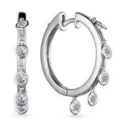 Cercei Creole din argint  cu pietre Cubic Zirconia Incolor