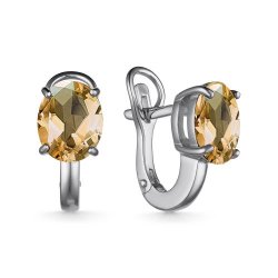 Серьги из серебра с камнями Цитрин