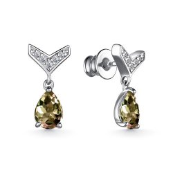 Cercei Pusete din argint  cu pietre Cubic Zirconia Incolor, Zultanit Sintetic Galben
