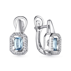 Cercei din argint  cu pietre Cubic Zirconia Incolor, Topaz albastru