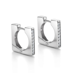 Cercei Creole din argint  cu pietre Cubic Zirconia Incolor