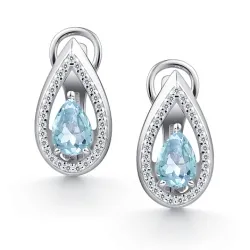 Cercei din argint cu Cubic Zirconia Incolor, Topaz albastru