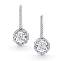 Cercei Suspendați din argint  cu pietre Cubic Zirconia Incolor, Cristal de munte