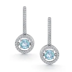Cercei Suspendați din argint cu Cubic Zirconia Incolor, Topaz albastru