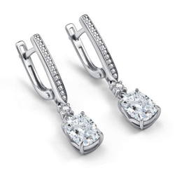 Cercei Suspendați din argint  cu pietre Diamant crescut, Cubic Zirconia Incolor
