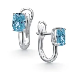 Серьги из серебра с камнями Фианит Синий