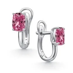 Серьги из серебра с камнями Фианит Розовый