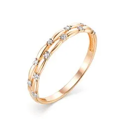 Inel din aur roșu cu Cubic Zirconia Incolor