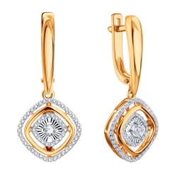 Cercei Suspendați din aur roșu cu pietre Diamant