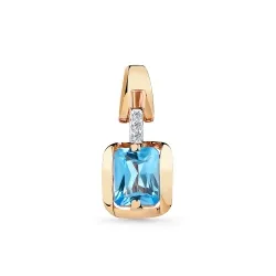 Pandantiv din aur roșu cu Cubic Zirconia Incolor, Topaz Swiss