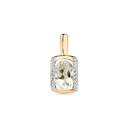 Pandantiv din aur roșu cu pietre Cubic Zirconia Incolor, Prasiolit