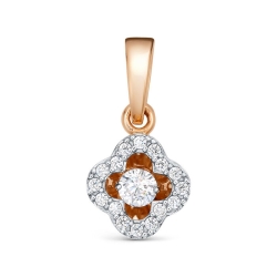 Pandantiv din aur roșu cu pietre Cubic Zirconia Incolor