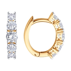 Серьги Конго из красного золота с камнями Фианит