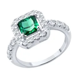 Inel din argint cu Cubic Zirconia Incolor, Cubic Zirconia Verde