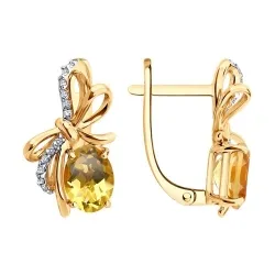 Cercei din aur roșu cu Cubic Zirconia Incolor, Citrin