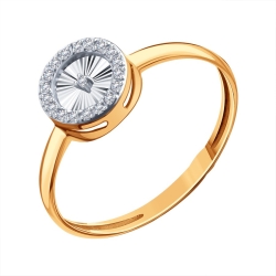 Кольцо из красного золота с камнями Бриллиант
