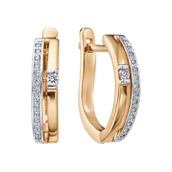 Серьги из красного золота с камнями Бриллиант