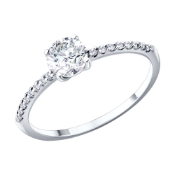 Inel din aur alb cu Cubic Zirconia Incolor