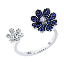 Inel din aur alb cu pietre Diamant, Safir