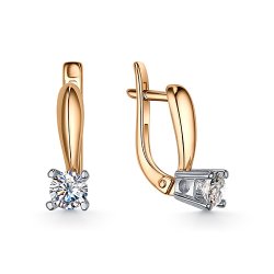 Cercei din aur roșu cu pietre Cubic Zirconia Incolor