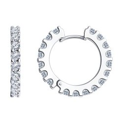 Cercei Creole din argint  cu pietre Cubic Zirconia Incolor