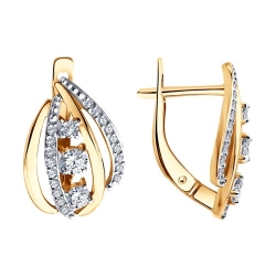 Cercei din aur roșu cu pietre Cubic Zirconia Incolor