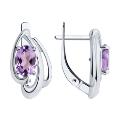 Серьги из серебра с камнями Аметист