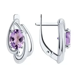 Серьги из серебра с камнями Аметист