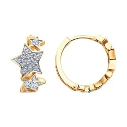 Cercei Creole din aur roșu cu Cubic Zirconia Incolor