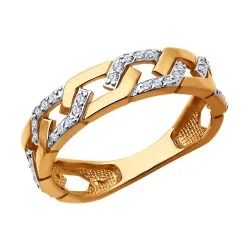 Inel din aur roșu cu Cubic Zirconia Incolor