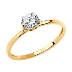 Inel din aur roșu cu Cubic Zirconia Incolor