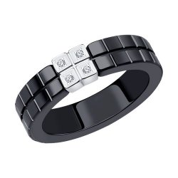 Inel din aur alb cu pietre Diamant, Ceramica neagră