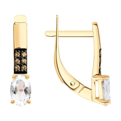 Cercei din aur roșu cu pietre Cubic Zirconia Galben, Cristal de munte